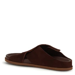 Brown Velvet Flat Sandals