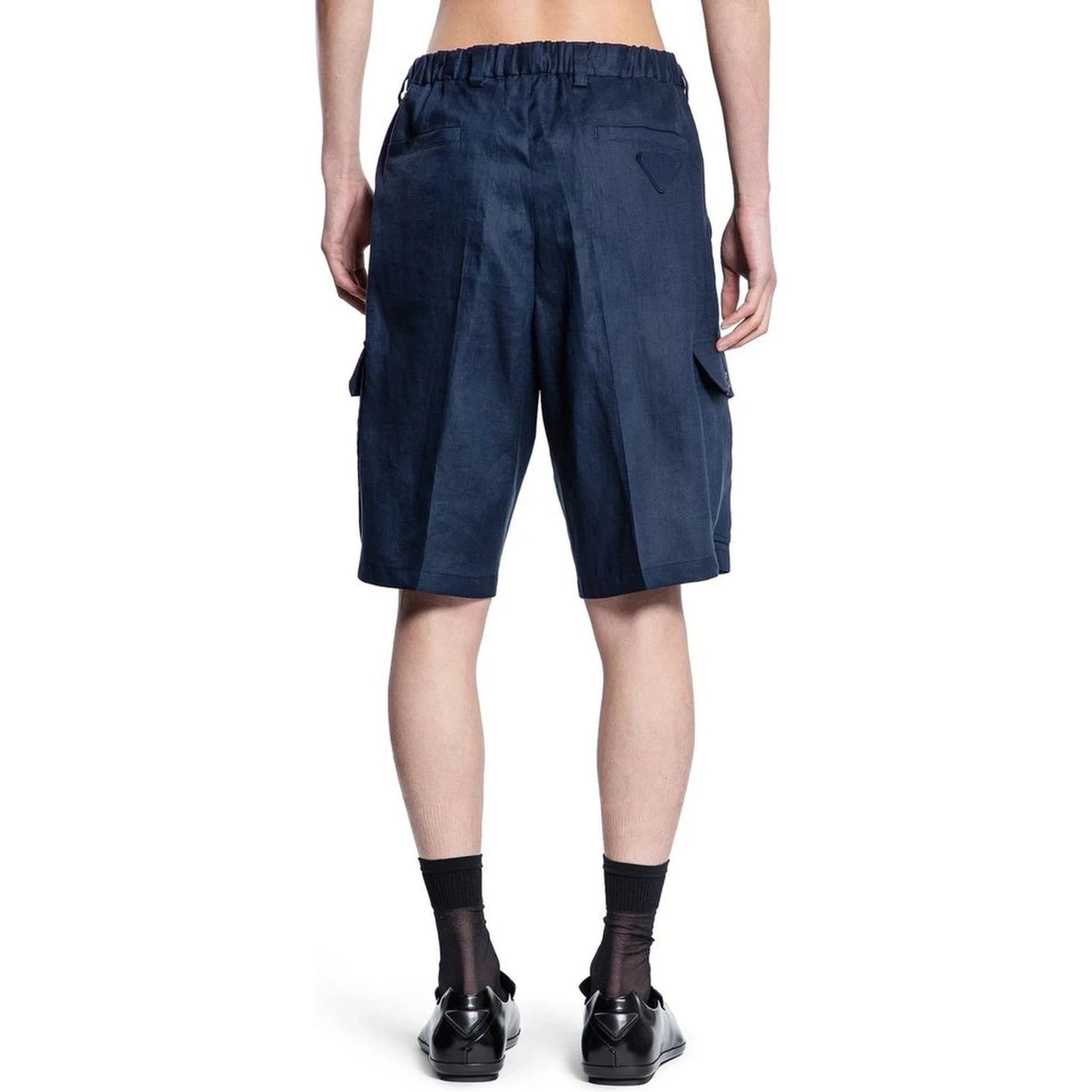 Blue Linen Bermuda Shorts