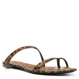 Brown Fabric Flat Sandals