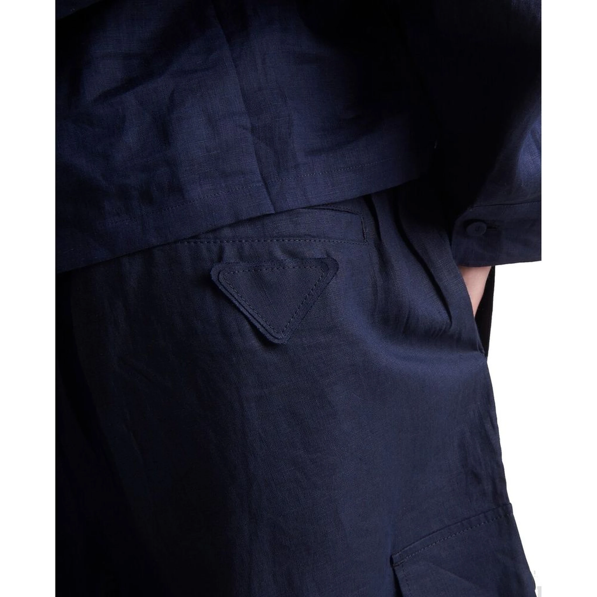 Blue Linen Bermuda Shorts