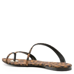 Brown Fabric Flat Sandals