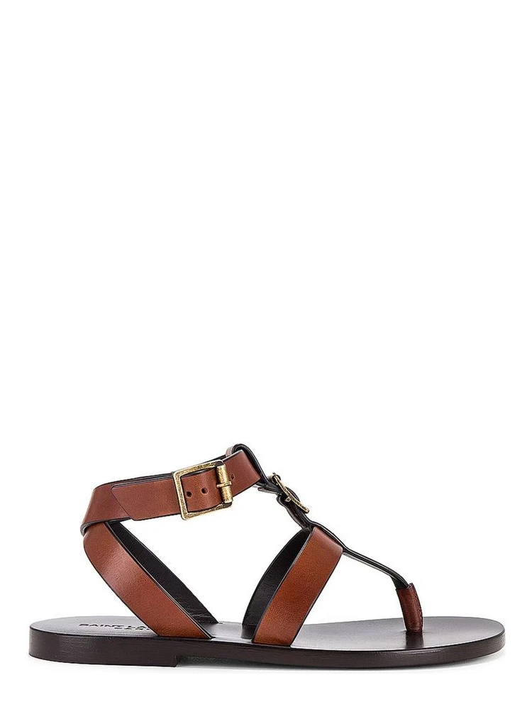 Brown Calfskin Flip-Flop Sandals