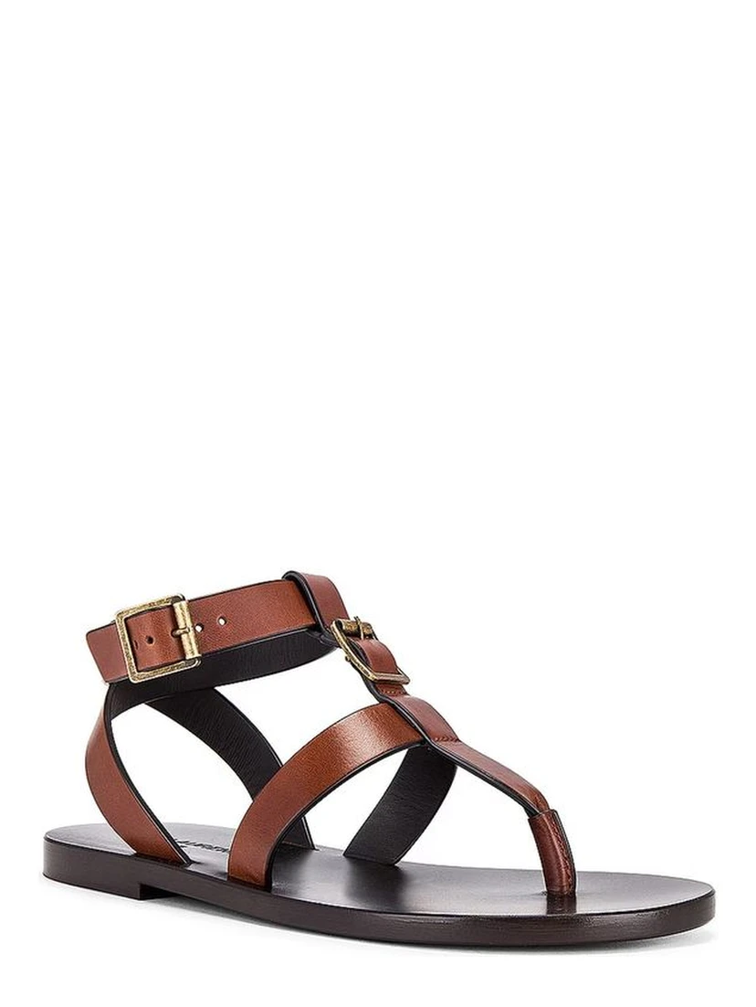 Brown Calfskin Flip-Flop Sandals