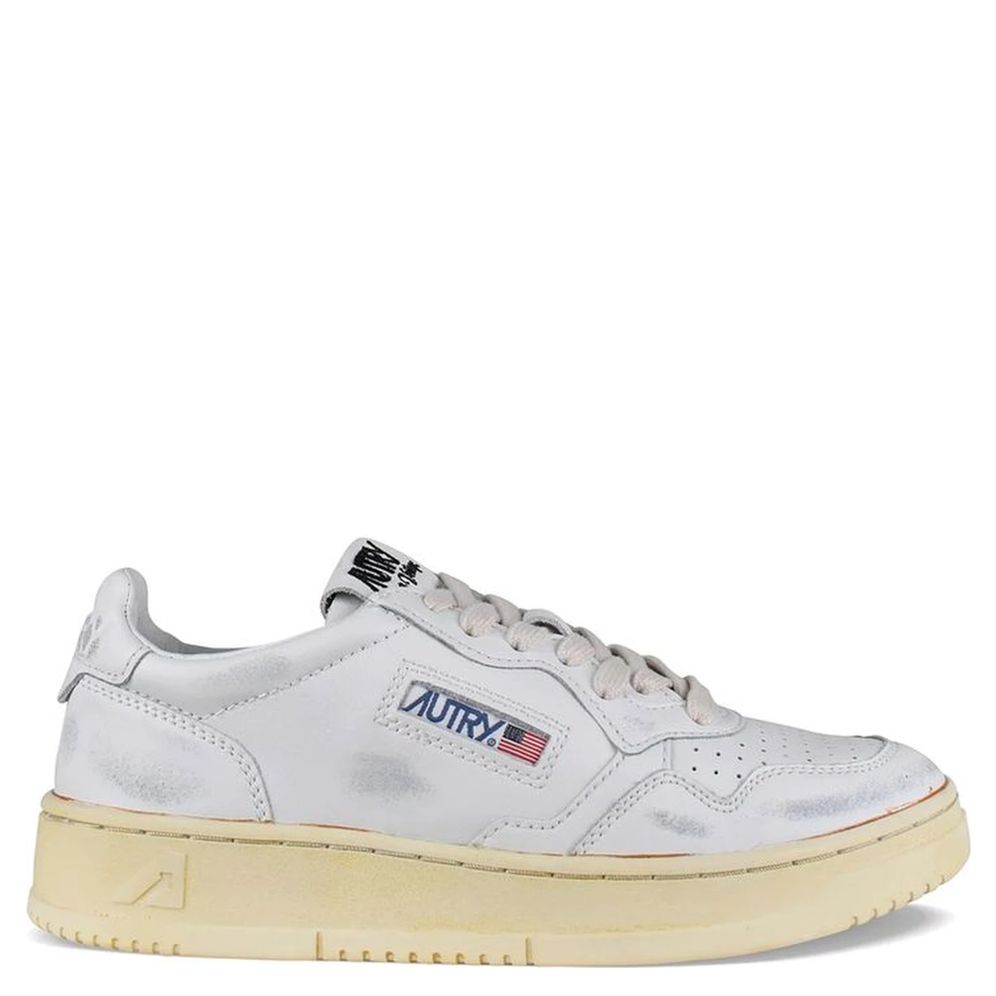 White Leather Low Top Sneakers