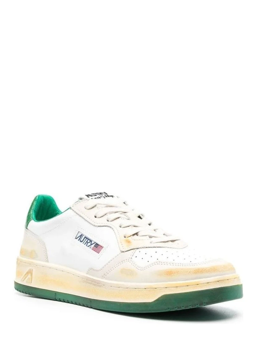 White Leather Low Top Sneakers