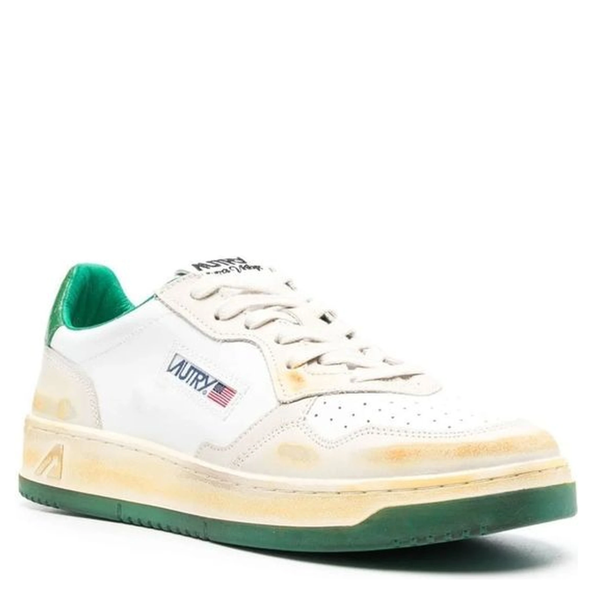 White Leather Low Top Sneakers