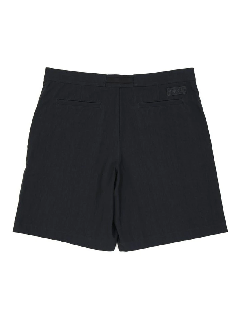 Black Cotton Bermuda Shorts