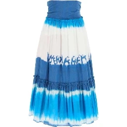 Blue Cotton Midi Skirt