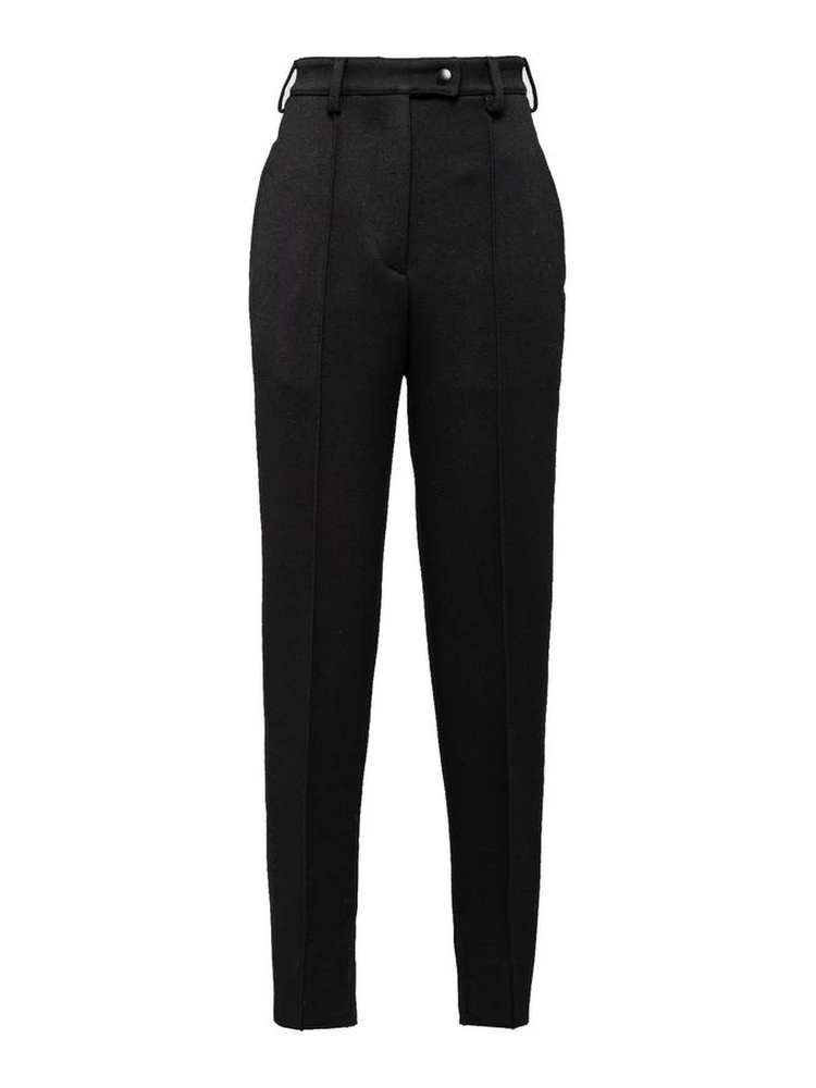 Black Virgin Wool Casual Pants