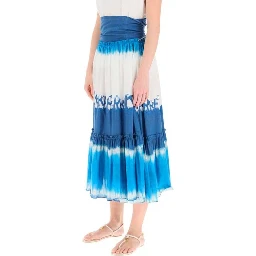 Blue Cotton Midi Skirt
