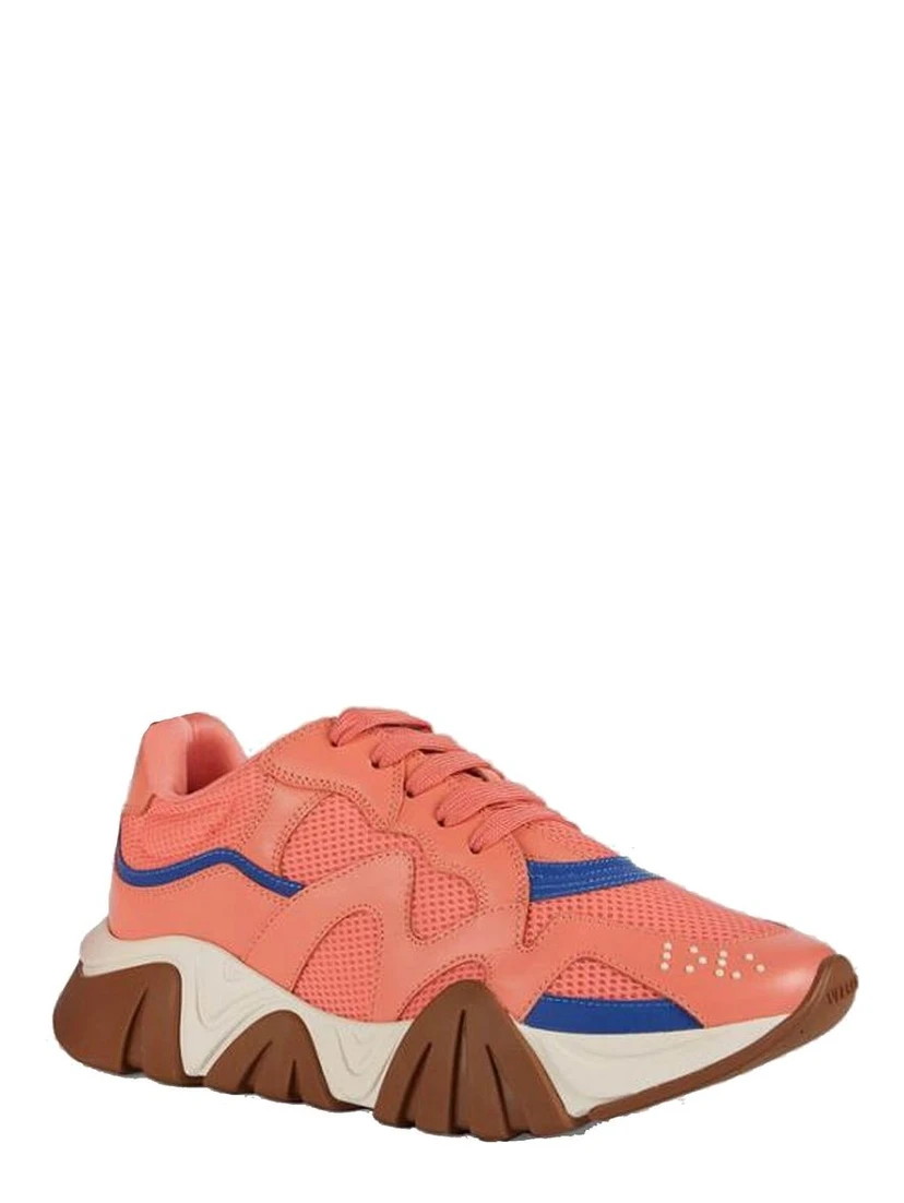 Orange Leather Chunky Sneakers