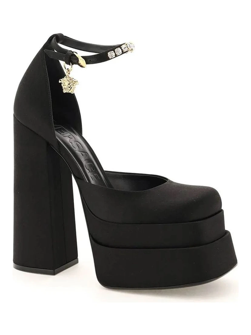Black Silk Platform Pumps