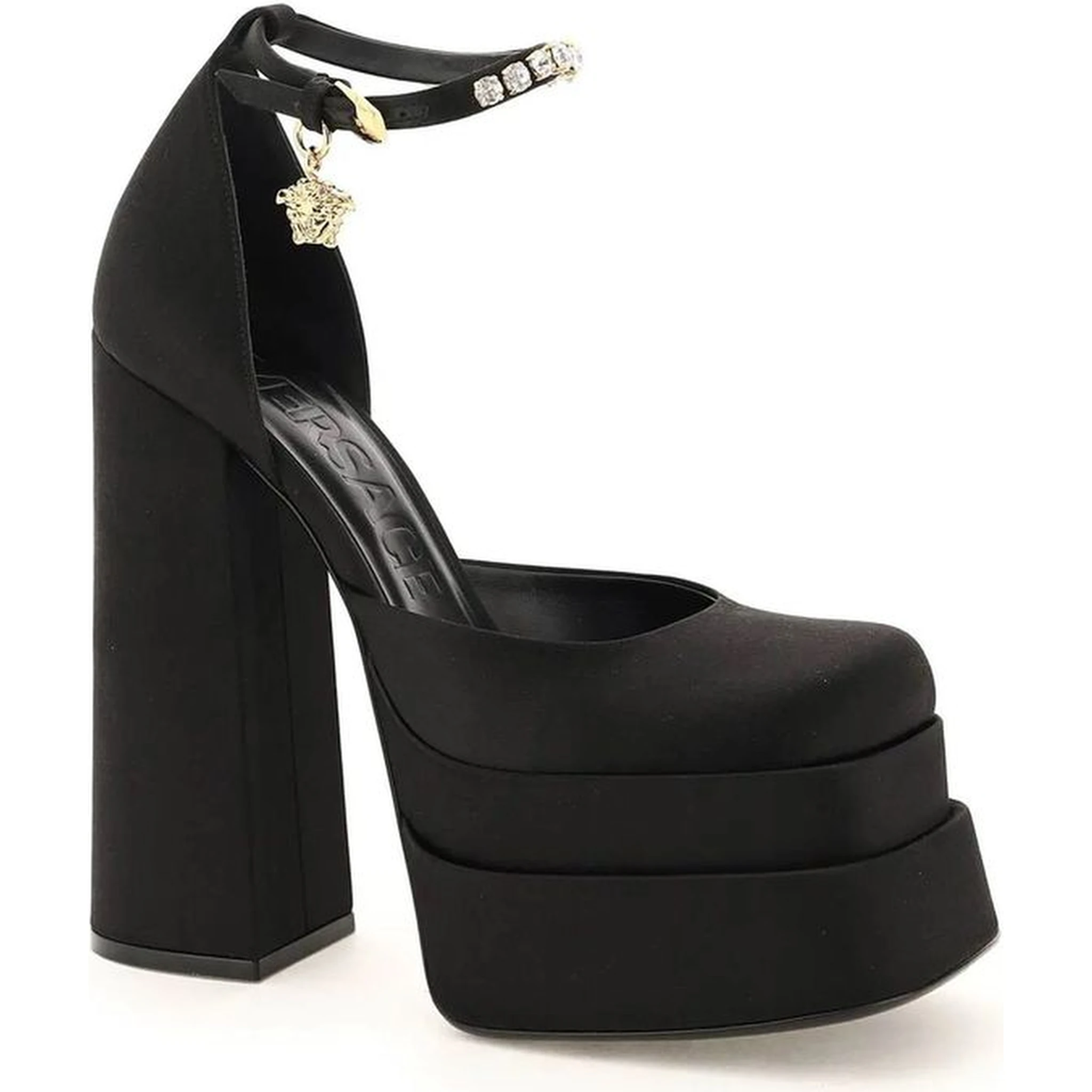 Black Silk Platform Pumps
