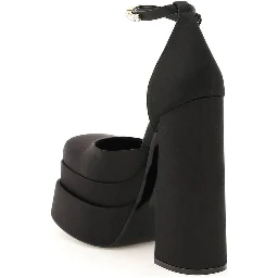 Black Silk Platform Pumps