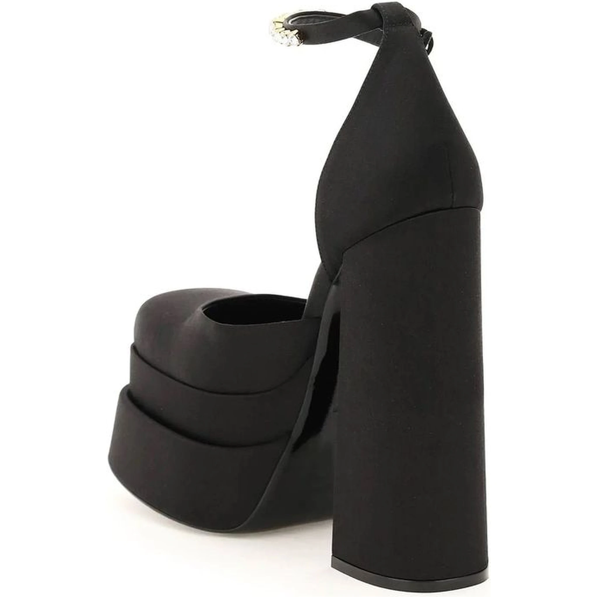 Black Silk Platform Pumps