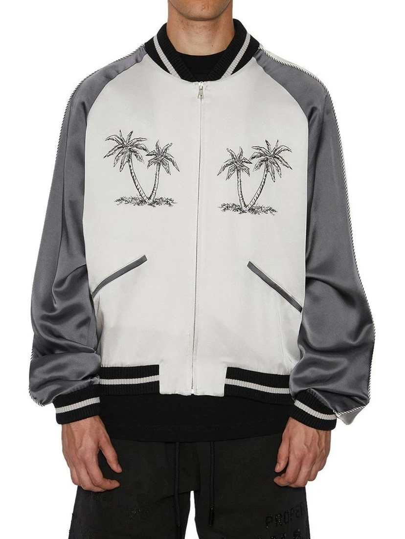 Gray Acetate Bomber