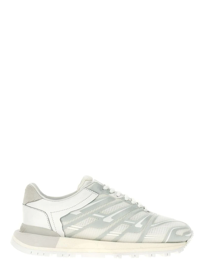 White Fabric Athletic Sneakers