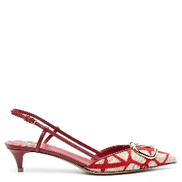 Multicolor Leather Mid Heel Pumps