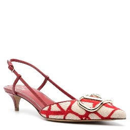 Multicolor Leather Mid Heel Pumps