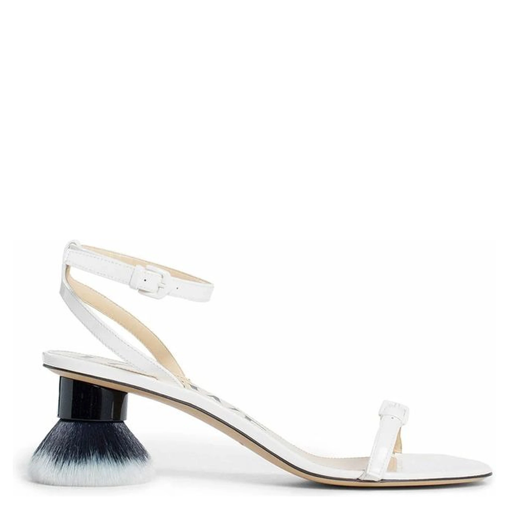 White Lamb Leather Strap-On Sandals
