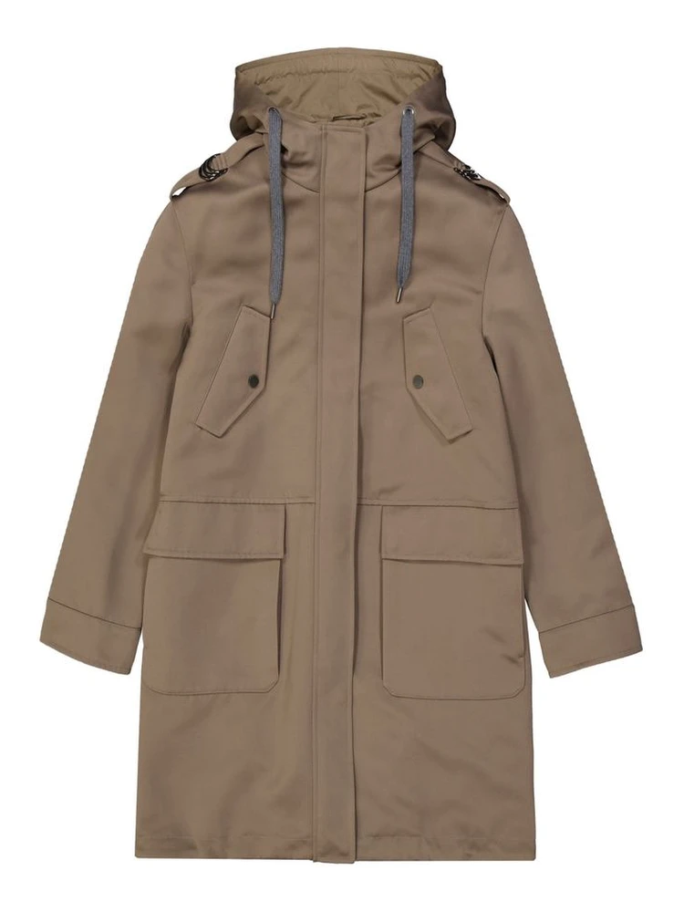 Brown Polyester Parka