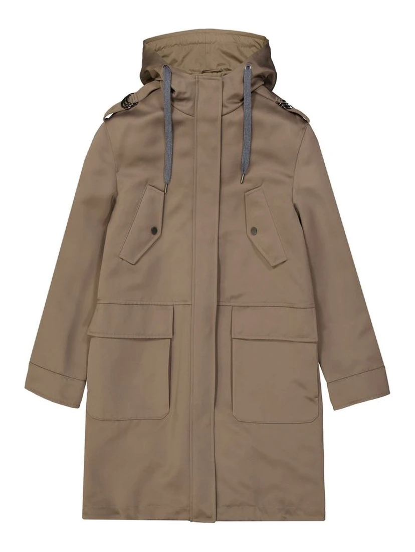 Brown Polyester Parka