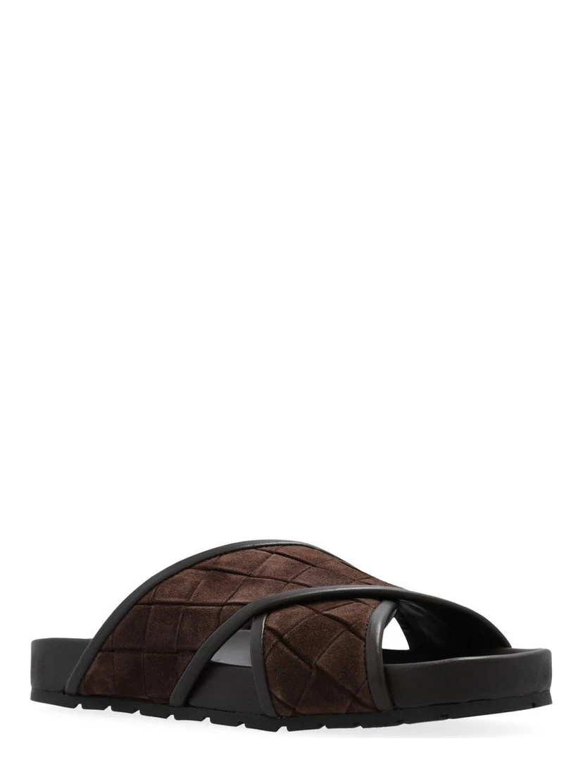 Brown Lamb Leather Flat Sandals