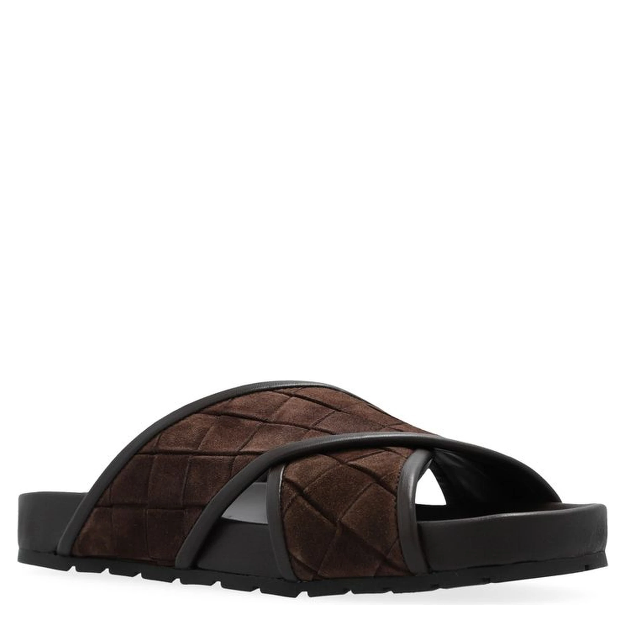 Brown Lamb Leather Flat Sandals
