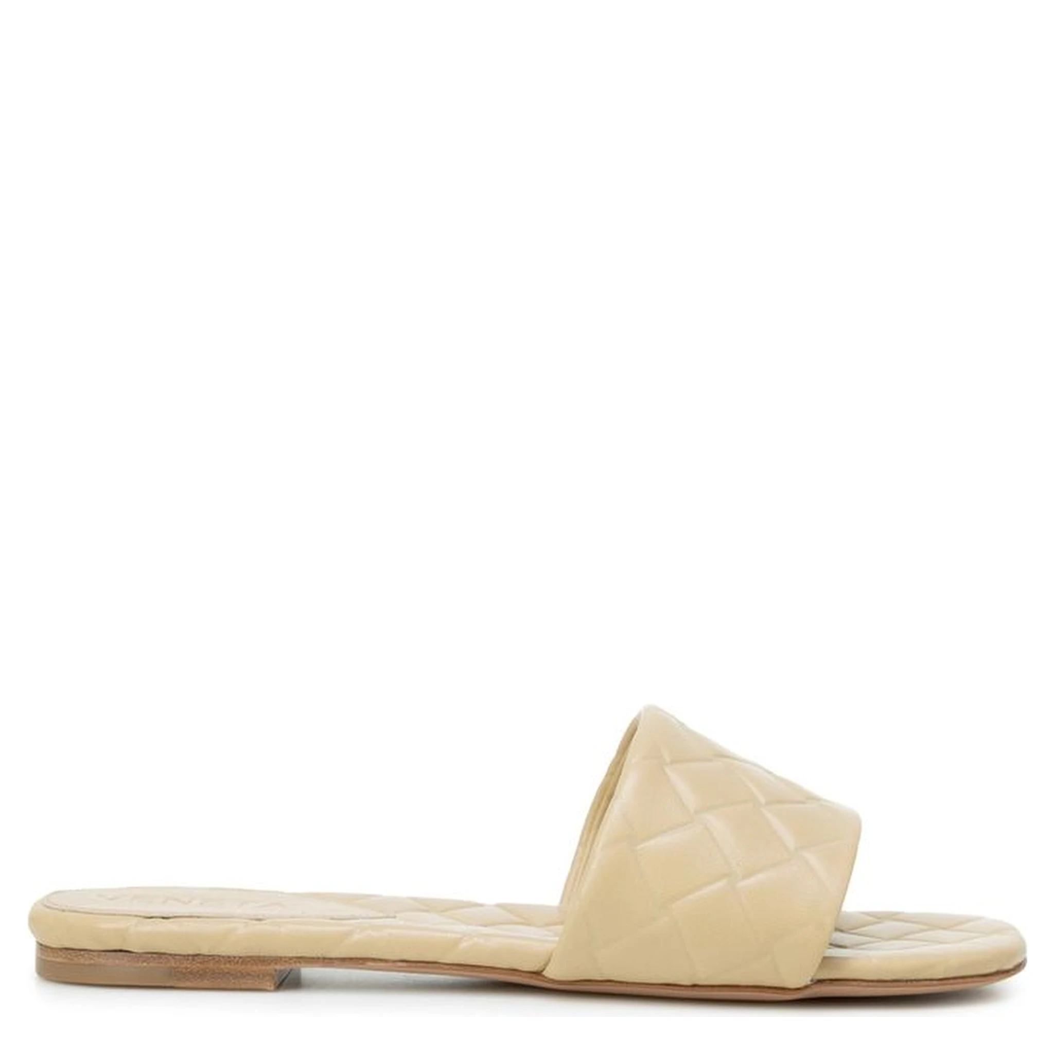 Beige Lamb Leather Flat Sandals