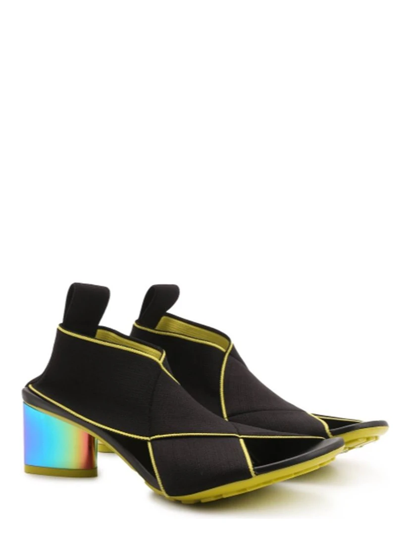 Black Fabric Platform Sandals