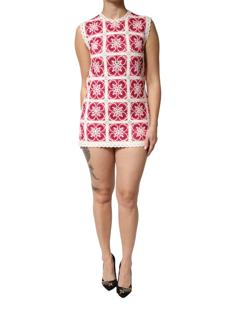 Multicolor Brick Stitched Crochet Mini Dress alternative