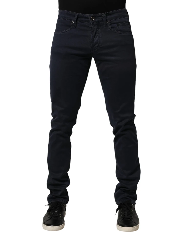 Black Mid Waist Cotton Skinny Denim Men Trouser Jeans