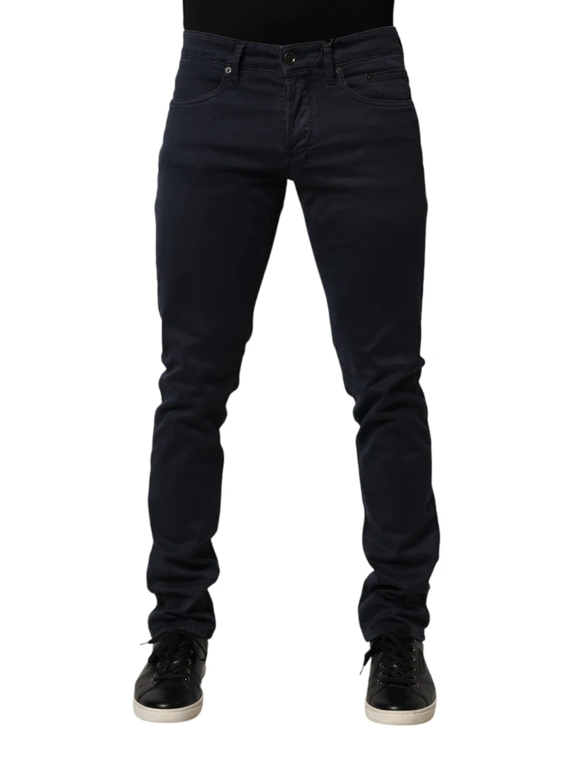 Black Mid Waist Cotton Skinny Denim Men Trouser Jeans