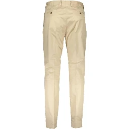 Beige Cotton Casual Pants