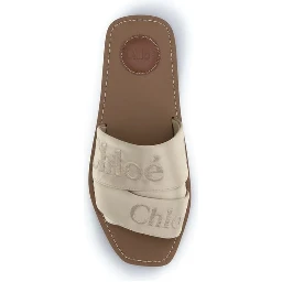 Gold Polyester Flat Sandals
