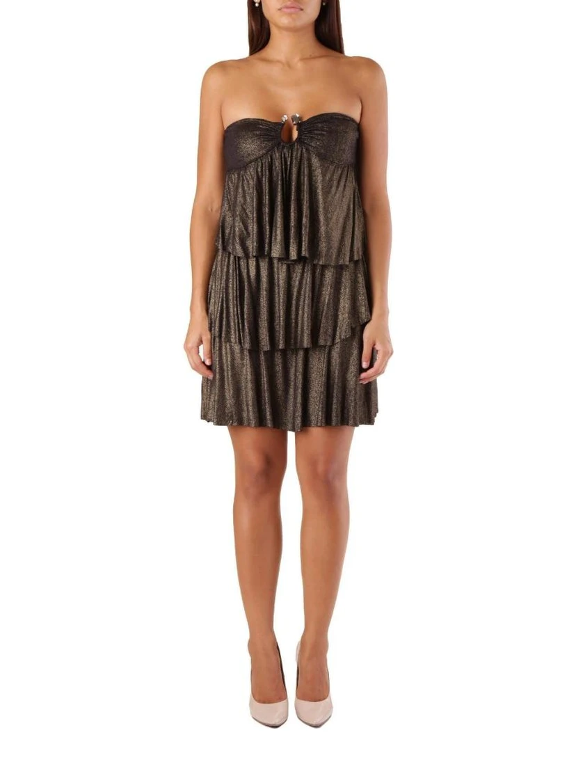 Gold Viscose Short Dress
