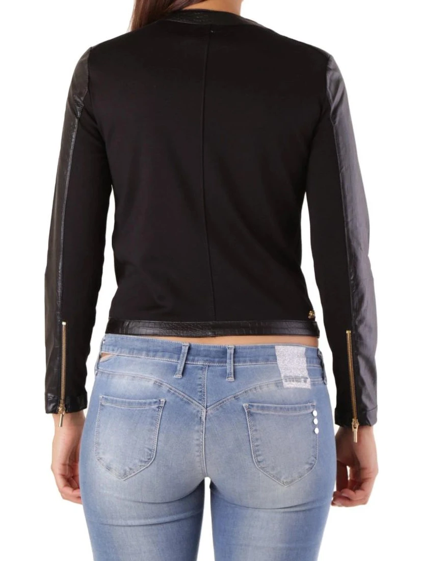 Black Viscose Biker Jacket