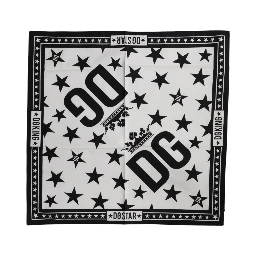 White DG Crown Print Square Foulard 52cm x 50.5cm Scarf