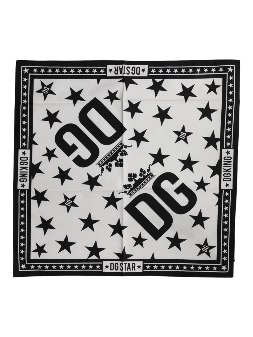 White DG Crown Print Square Foulard 52cm x 50.5cm Scarf