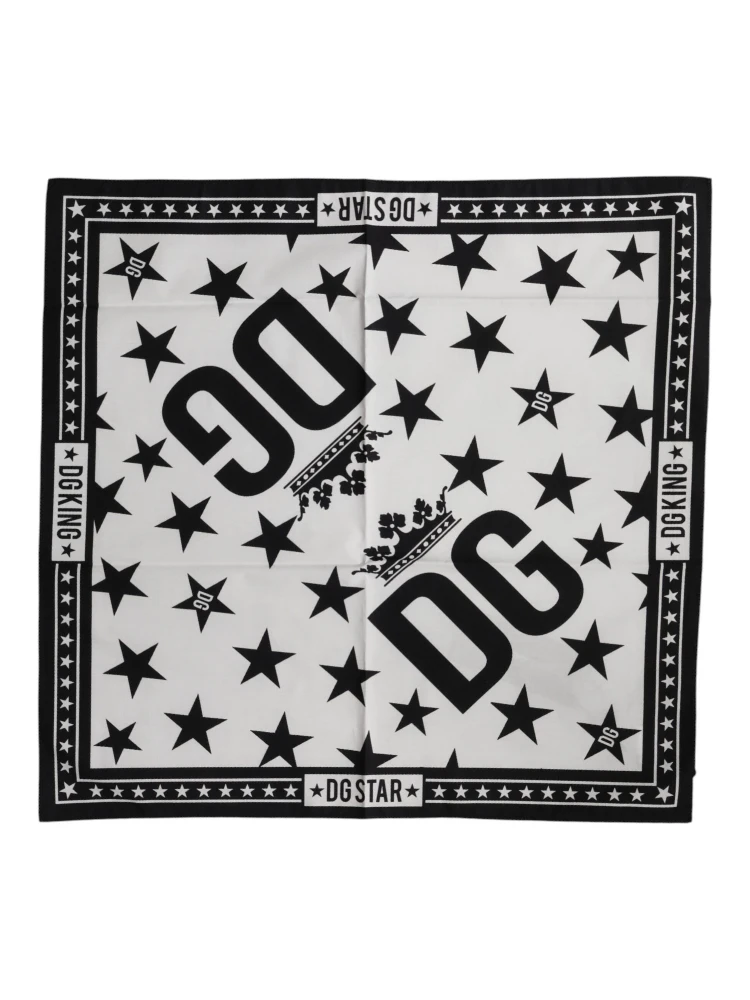White DG Crown Print Square Foulard 52cm x 50.5cm Scarf alternative