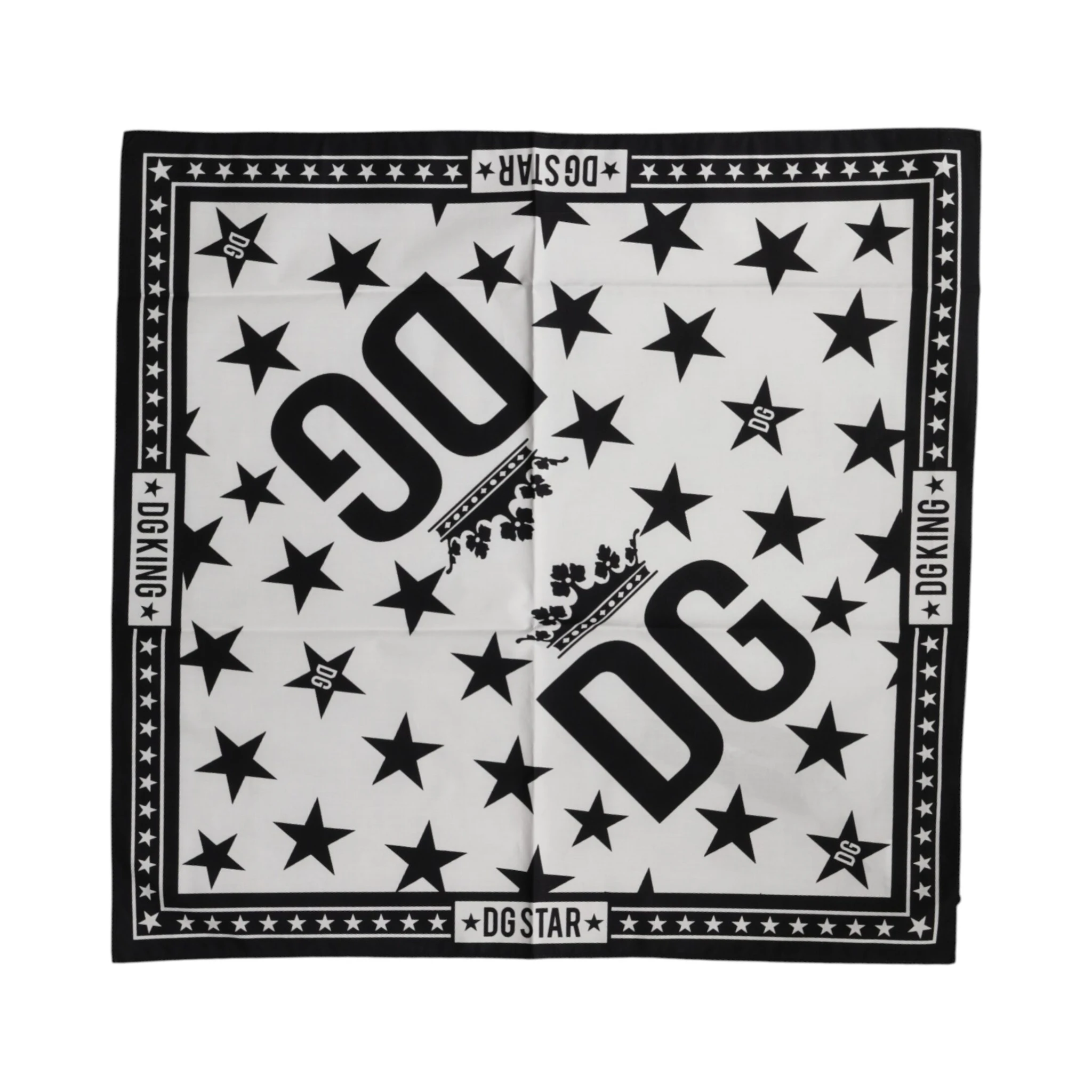 White DG Crown Print Square Foulard 52cm x 50.5cm Scarf