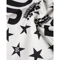 White DG Crown Print Square Foulard 52cm x 50.5cm Scarf