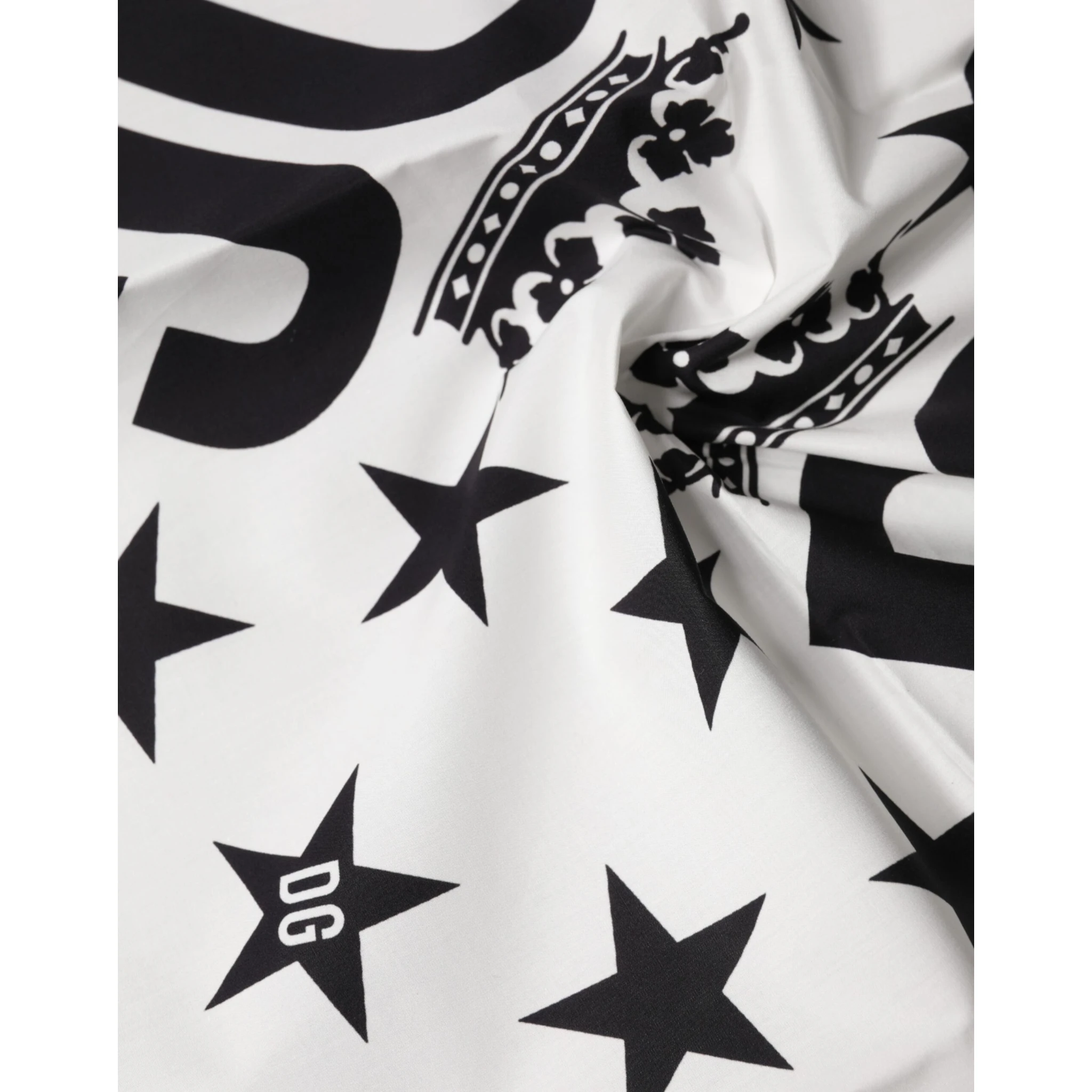 White DG Crown Print Square Foulard 52cm x 50.5cm Scarf