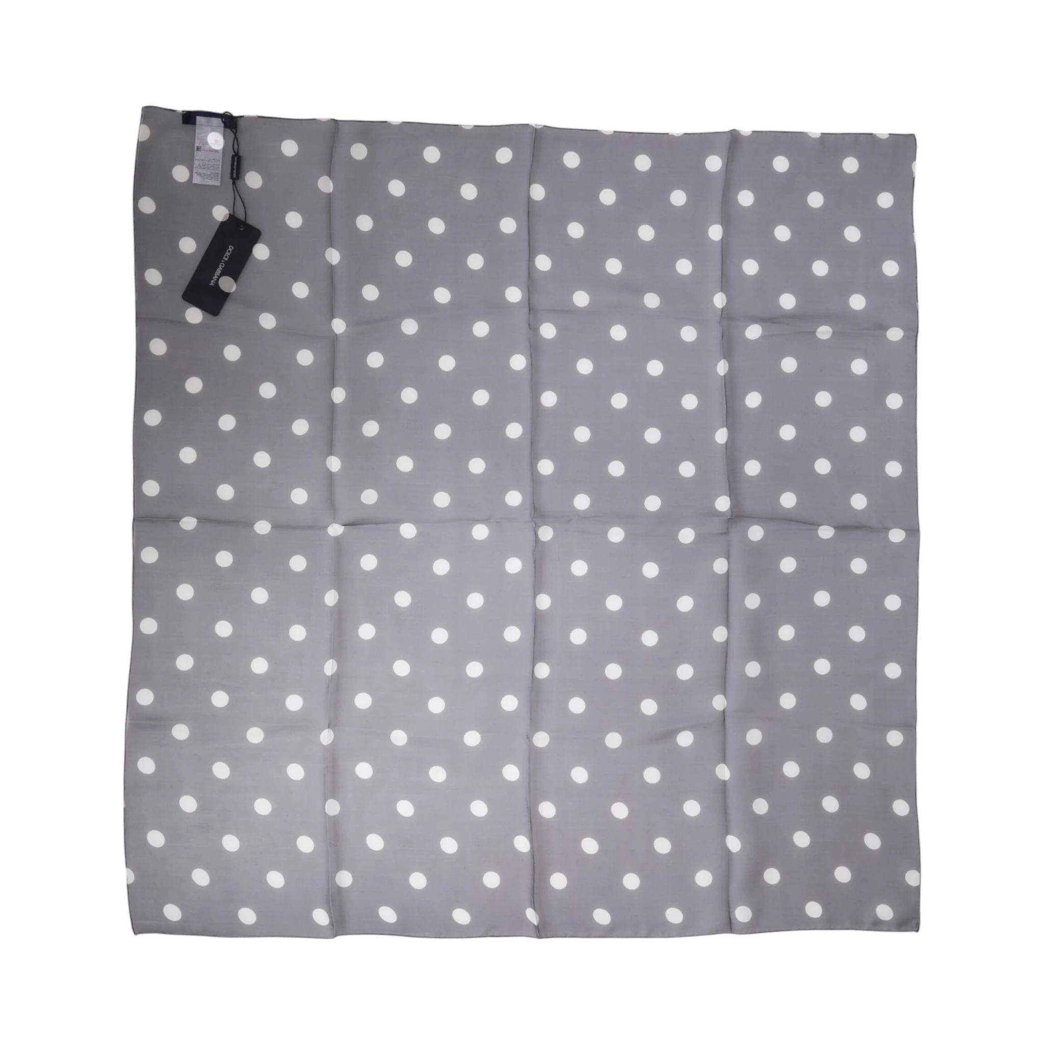 Blue Polka Dot Silk Square Foulard 91.5cm x 89.5cm Scarf
