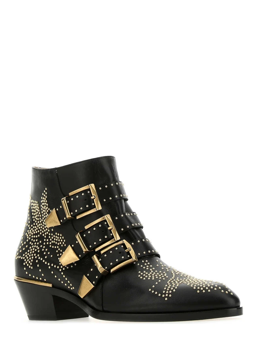 Chloé Susanna Studded Buckle Boots | Black | FARFETCH