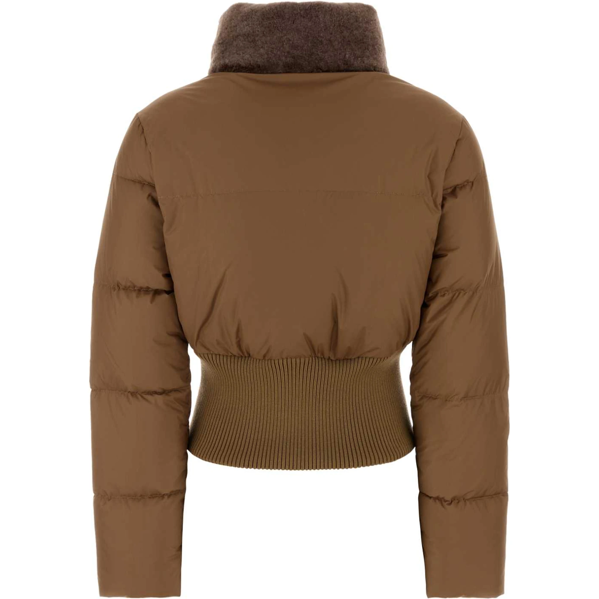 Short Padded Down Jacket With Shearling Collar