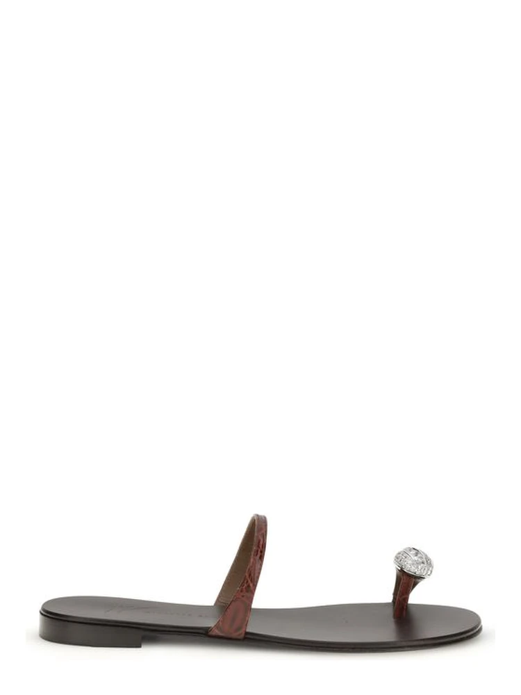 Brown Calf Leather Bos Taurus Flat Sandals