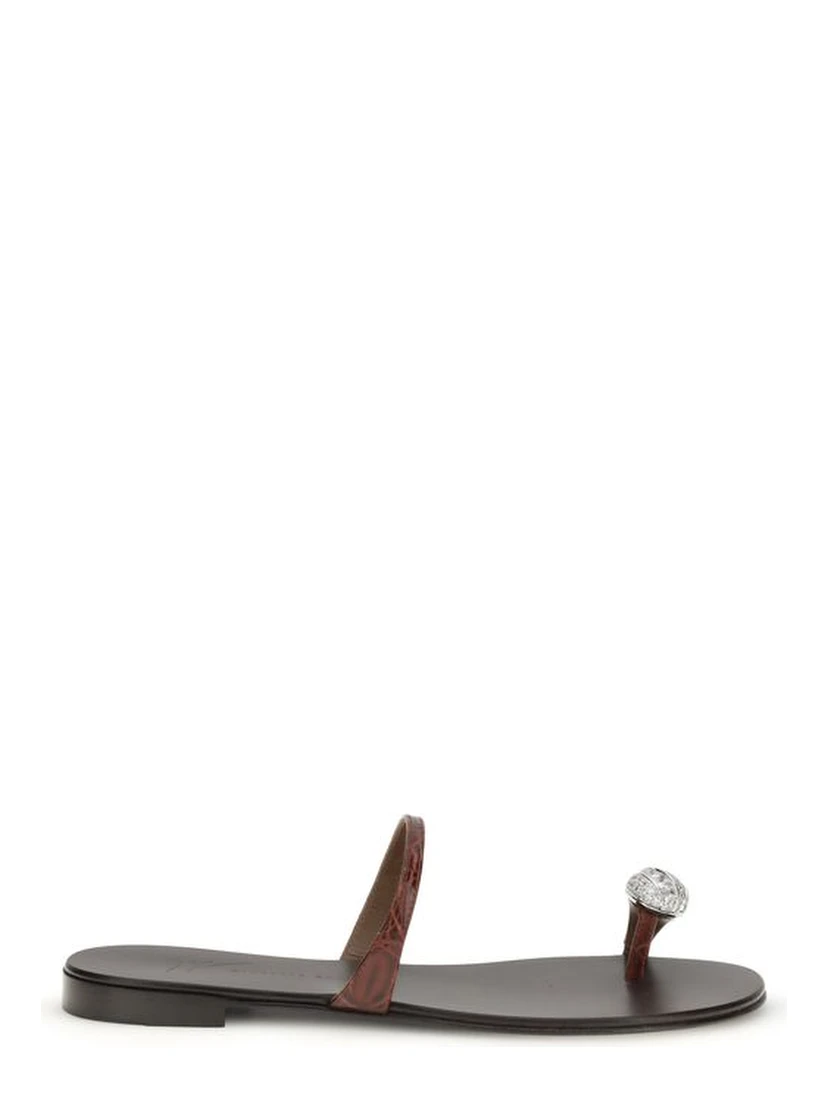Brown Calf Leather Bos Taurus Flat Sandals