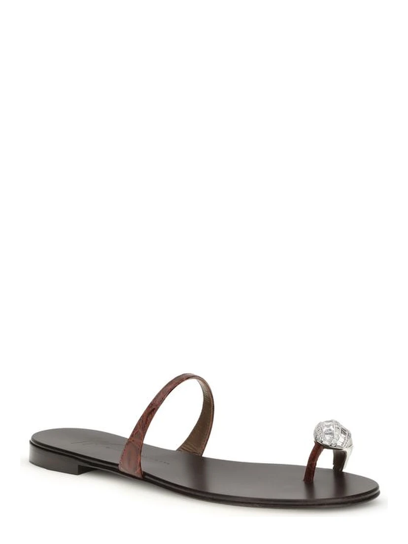 Brown Calf Leather Bos Taurus Flat Sandals