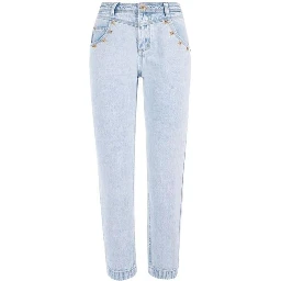 Light Blue Cotton Boyfriend Jeans